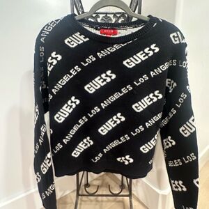 GUESS L Black and White Logo Sweater